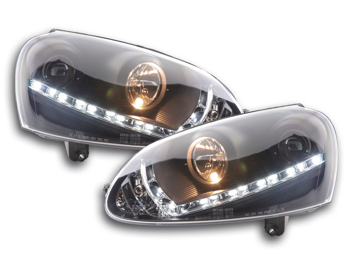Scheinwerfer Set Daylight LED Tagfahrlicht VW Golf 5 Typ 1K 03-08 schwarz Scheinwerfer Set Daylight LED Tagfahrlicht VW Golf 5 Typ 1K 03-08 schwarz